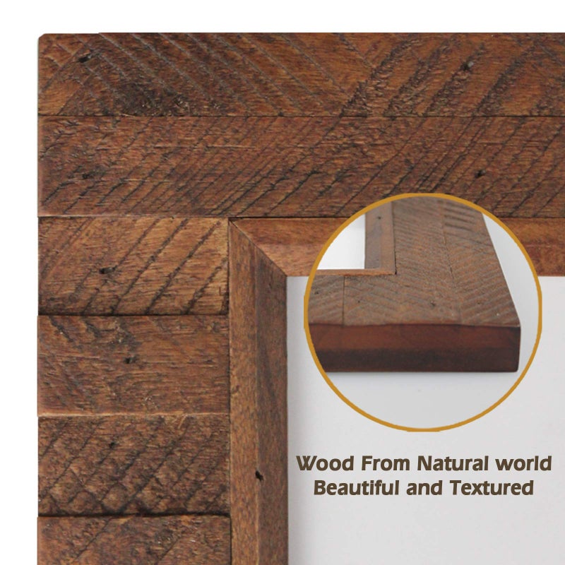 Eosglac Collage Picture Frame 4x6 3 Openings, Wood Plank Design with Rustic Brown Finish, Wall Mounting Display, Handmade Wooden Photo Frame - Image 2